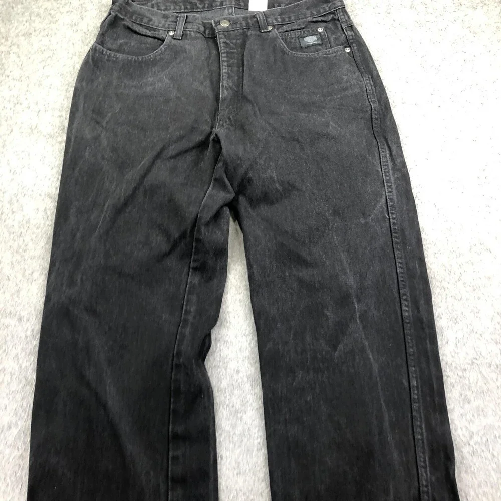Vintage Harley-Davidson Jeans Mens 34x30 Black Charcoal Wash Straight Denim